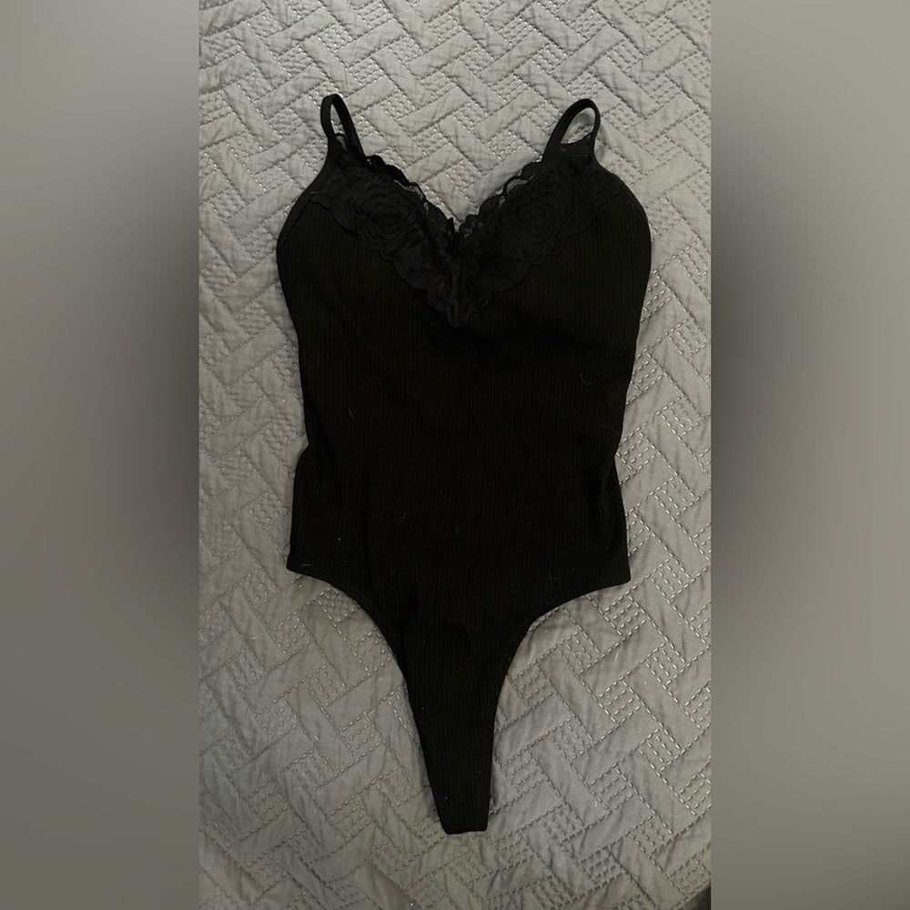 PINK Victoria's Secret Black Lace Bodysuit